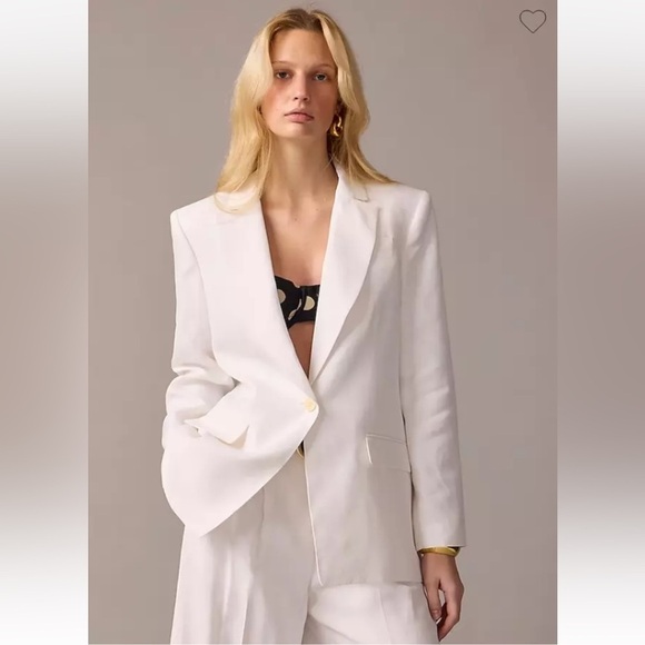 NEW J.Crew Tuxedo blazer in drapey viscose Size 0 White - Picture 1 of 6